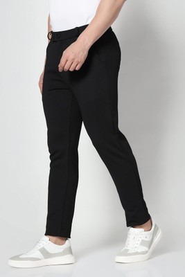 XZEEZZ Regular Fit Men Black Trousers