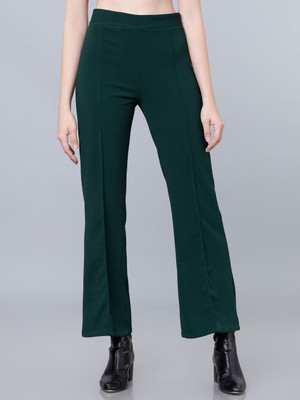 Tokyo Talkies Flared Women Green Trousers