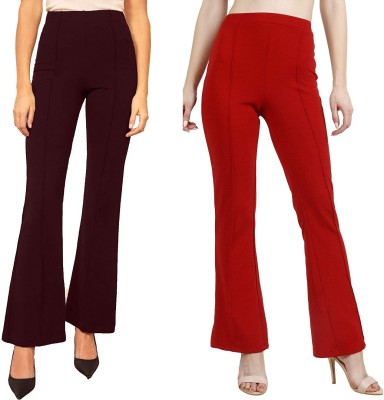 City Fashion Regular Fit Women Maroon, Red Trousers