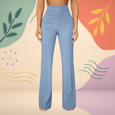 Anitafashion Loose Fit Women Light Blue Trousers