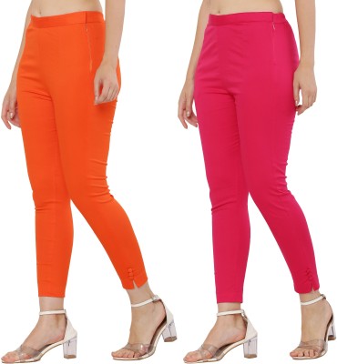 Priya Point Regular Fit Women Orange, Pink Trousers