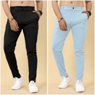 ELITE STAR Slim Fit Men Black, Light Blue Trousers