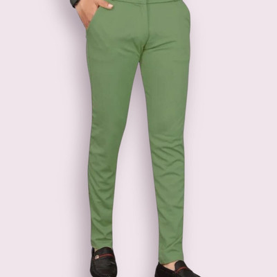 ISUEL FAB Slim Fit Men Green Trousers