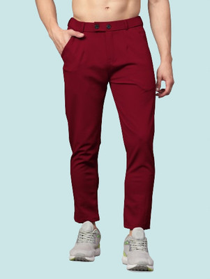 PTC CREATION Slim Fit Men Maroon Trousers