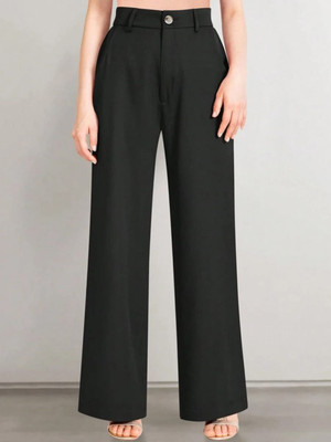 Broadstar Loose Fit Women Black Trousers