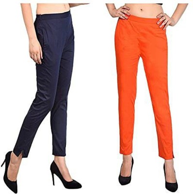 Sakhi Shine Regular Fit Women Dark Blue, Orange Trousers