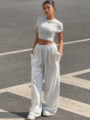 Lakhpati Solid Women Grey Track Pants