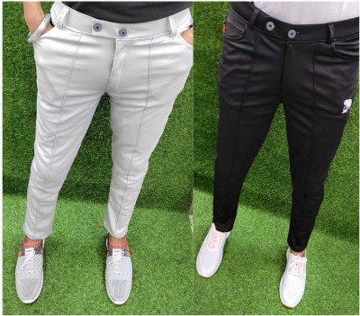 Vasan Regular Fit Men Black, White Trousers