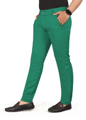 SRJ FASHION Slim Fit Men Light Green Trousers