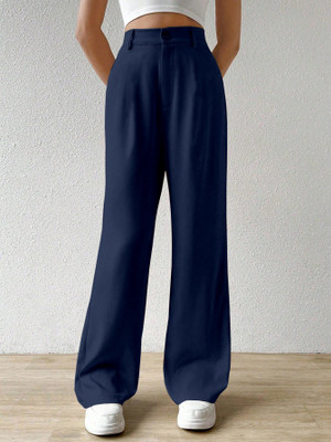 Aahwan Straight Fit Women Dark Blue Trousers