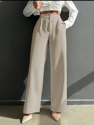 Broadstar Loose Fit Women Beige Trousers