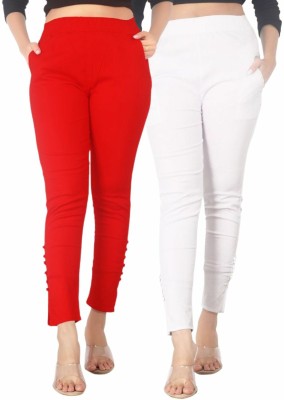 Mysha Regular Fit Women White, Red Trousers