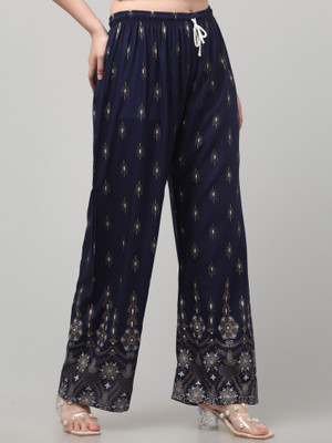 Aura Glam Regular Fit Women Dark Blue Trousers