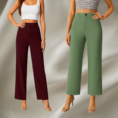 KARIMA INETERNATIONAL Loose Fit Women Maroon, Black Trousers