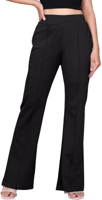 KNOVA Straight Fit Women Black Trousers