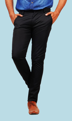 Traworld Regular Fit Men Black Trousers