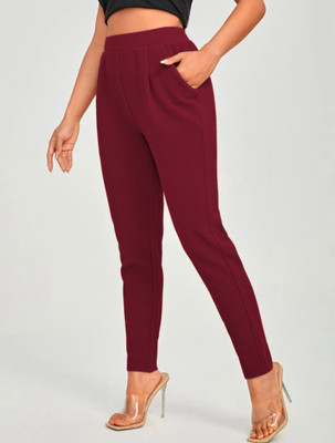 Maheshvi Regular Fit Women Maroon Trousers