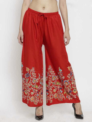 OMAYA Flared Women Red Trousers
