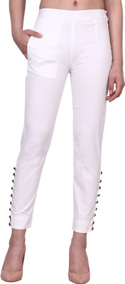 POPWINGS Regular Fit Women Cream Trousers