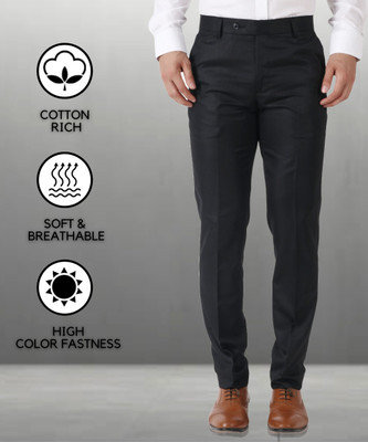 SYLZON Slim Fit Men Black Trousers