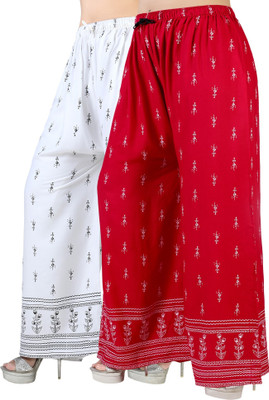 4K FASHION Flared Women White, Red Trousers