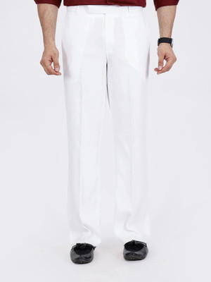 Dizaro Comfort Fit, Loose Fit Men White Trousers