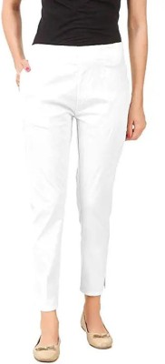 Zkurti Slim Fit Women White Trousers