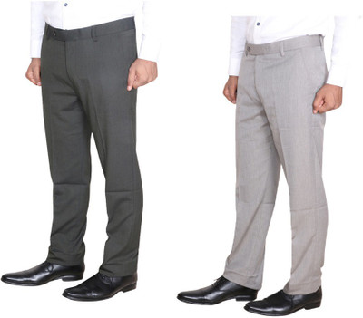 KAVYA Regular Fit Men White, Brown Trousers