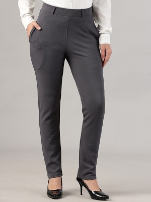 fithub Skinny Fit Women Grey Trousers