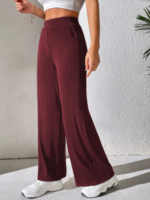 Leriya Fashion Regular Fit Women Maroon Trousers
