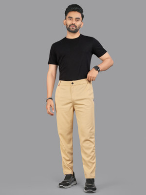 Style Nest Slim Fit Men Gold Trousers