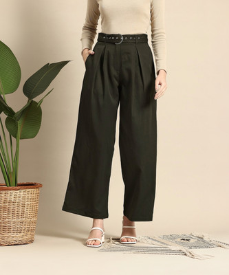 Mast & Harbour Regular Fit Women Green Trousers