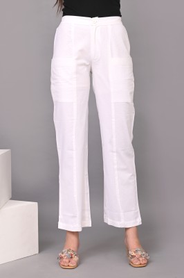 IQRAAR Regular Fit Women White Trousers