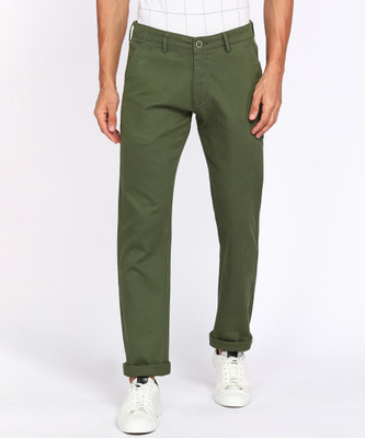 PETER ENGLAND Slim Fit Men Dark Green Trousers