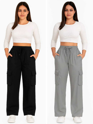 Subhaan Fashion Relaxed Women Grey, Black Trousers
