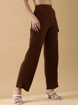 Dwarros Regular Fit Women Brown Trousers