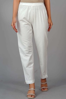 BOTTAM Slim Fit Women White Trousers