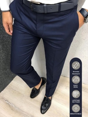 STREETVIBES Regular Fit Men Dark Blue Trousers