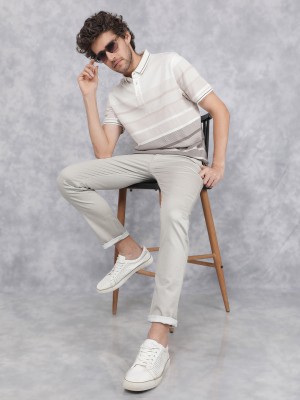 CRIMSOUNE CLUB Slim Fit Men Cream Trousers