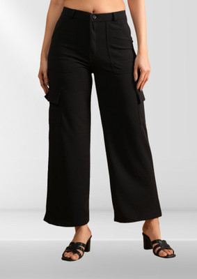 METRONAUT Straight Fit Women Black Trousers