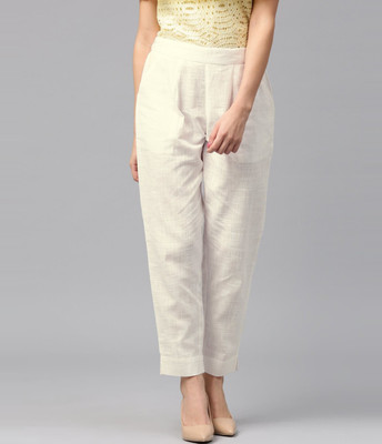 FusionDots Regular Fit Women White Trousers