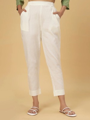 Zareeman Regular Fit Women Cream Trousers