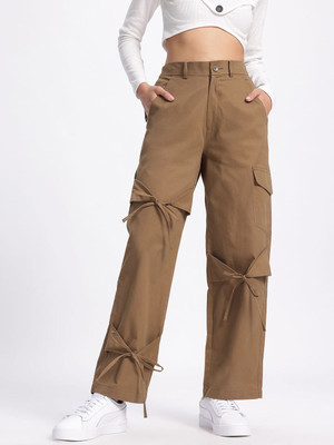 Glitchez Relaxed Women Brown Trousers