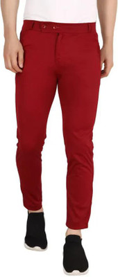 ANTRUE Slim Fit Men Red Trousers