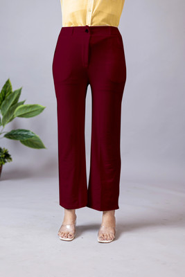 INDIANRANG Regular Fit Women Maroon Trousers