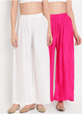 Uniqvibs Flared Women White, Pink Trousers