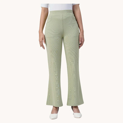High Glitz Regular Fit Women Green Trousers