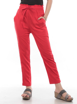 TRUELADY Regular Fit Women Red Trousers