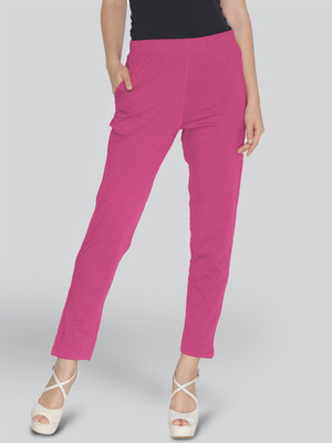 Lyra Slim Fit Women Pink Trousers