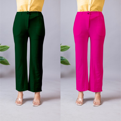 INDIANRANG Regular Fit Women Dark Green, Pink Trousers